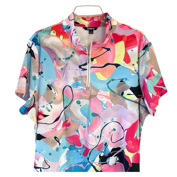 ACEGOLFS Women Plus Size 2XL Multicolor 1/4 Zip Short Sleeve Pullover Dress NWOT - Picture 4 of 10